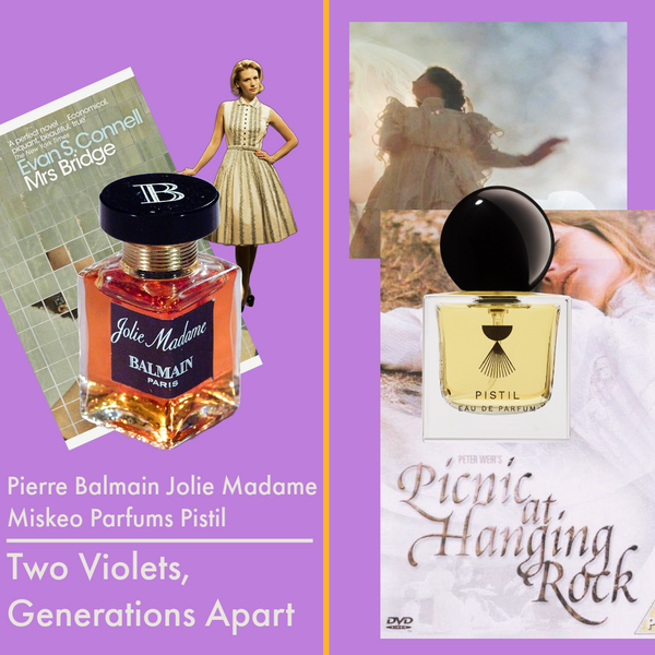 Two Violets, Generations Apart: Pierre Balmain's Jolie Madame & Miskeo Parfums Pistilsainte cellier