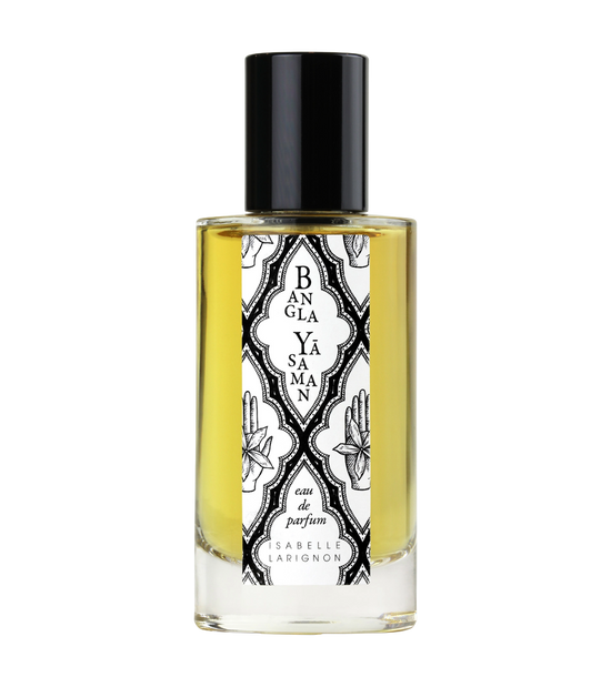 Bangla Yasaman by Isabelle Larignon — 50ml eau de parfum in a clear glass bottle of amber juice with a black cap and an illustrated white label.